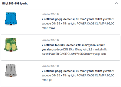 WAGO 285-199  Üç Fazlı Set 95 Mm² Yüksek Akım Klemensli Sadece Dın 35 X 15 Ray İçin Bakır Gri – Mavi – Yeşil - Sarı