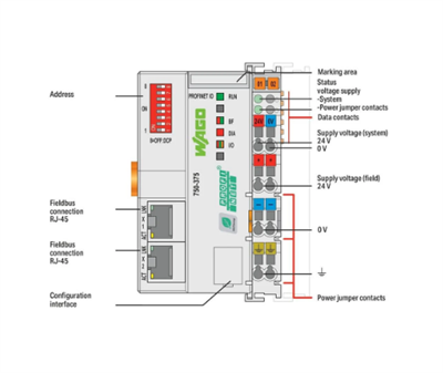 Wago 750-375 Fieldbus Kuplörü PROFINET IO; 3. nesil; Gelişmiş