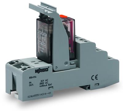 WAGO 858-514   Röle Modülü Nominal Giriş Gerilimi 24VAC 4 Değişken Kontak Sınırlayıcı Sürekli Akım 5A Altın Kontaklı Manuel Çalıştırmalı Kırmızı Durum Göstergesi Modül Genişliği 31mm