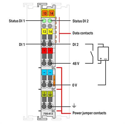 WAGO 750-412   2 Kanallı Dijital Giriş 48 VDC 3ms