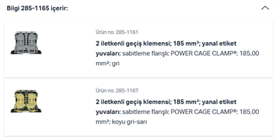 WAGO 285-1165  Üç Fazlı Set 185 Mm² Yüksek Akım Klemensi İle Sabitleme Flanşlı Bakır Çok Renkli