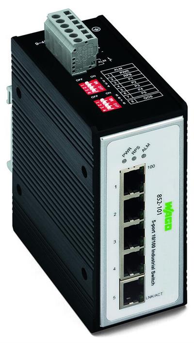 WAGO 852-101  Endüstriyel Switch 5-port 100Base-TX Siyah