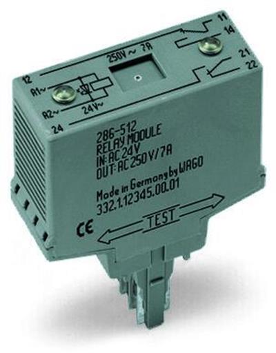 WAGO 286-312/004-000   Röle Modülü Nominal Giriş Gerilimi 24VDC 2 Değişken Kontak Sınırlayıcı Sürekli Akım 5A Demiryolu Kırmızı Durum Göstergesi Modül Genişliği 20mm Gri