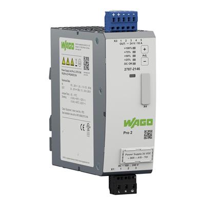 WAGO 2787-2146   Güç kaynağı Pro2 1 Fazlı 24VDC Çıkış gerilimi 10A Çıkış akımı TopBoost + PowerBoost İletişim yeteneği