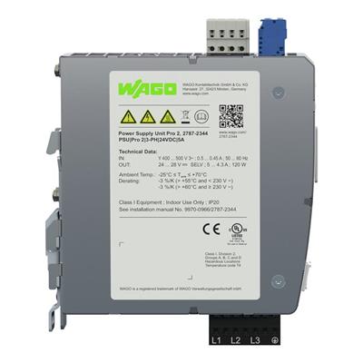 WAGO 2787-2344 Güç kaynağı Pro2 3 fazlı 24VDC Çıkış gerilimi 5A Çıkış akımı TopBoost + PowerBoost İletişim yeteneği