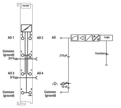 WAGO 753-557   4 Kanallı Analog Çıkış ±10 VDC