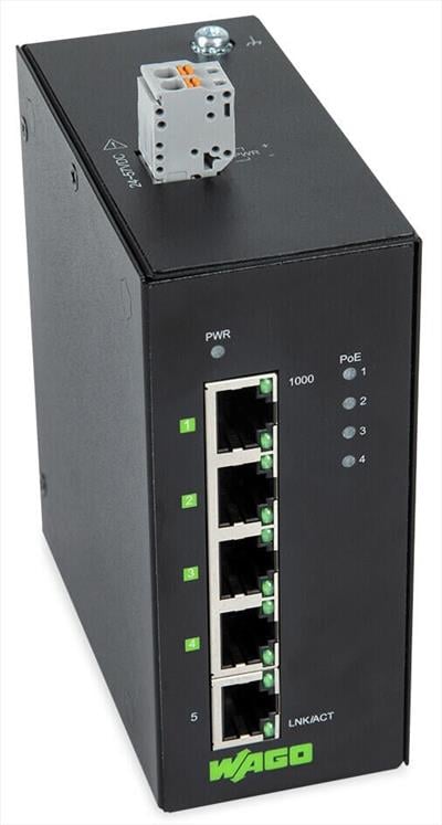 WAGO 852-1411/000-001  Endüstriyel ECO Switch 5-port 1000Base-T 4xEthernet Üzerinden Güç Geniş Sıcaklık Aralığı