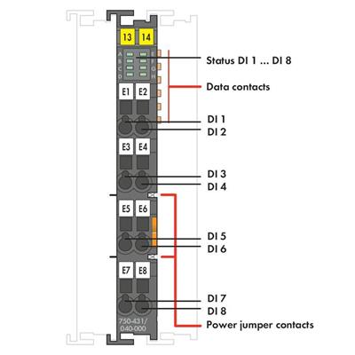 WAGO 750-431/040-000   8 Kanallı Dijital Giriş 24 VDC 0.2ms Aşırı