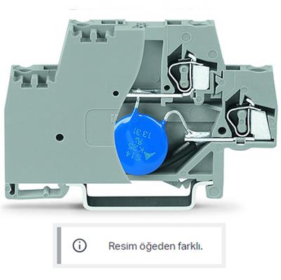 WAGO 280-504/281-588  Bileşen Klemensi İki Katlı Sonlandırma Plakalı Varistörlü DIN-ray 35x15 ve 35x7.5 İçin; 2.5mm² CAGE CLAMP® 2.50mm² Gri