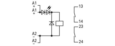 WAGO 286-328   Röle Modülü Nominal Giriş Gerilimi 24VDC 2 Normalde Açık Kontak Sınırlayıcı Sürekli Akım 6A Kırmızı Durum Göstergesi Modül Genişliği 20mm Gri