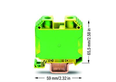 WAGO 883-3507  2 İletkenli Topraklı Klemens 35 Mm² Vidalı Kıskaç Bağlantı Yeşil-Sarı
