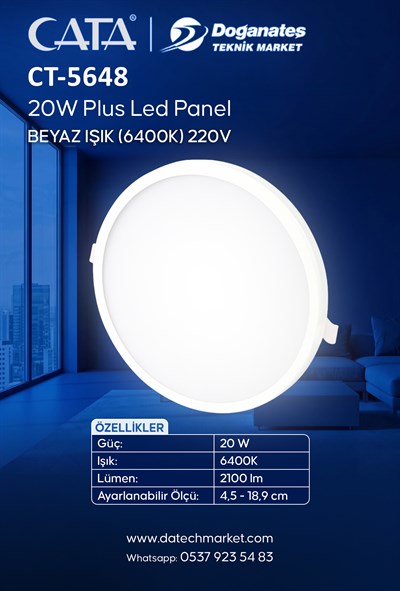 CT-5648 PLUS 20W BEYAZ IŞIK SIVA ALTI LED PANEL (6400K)