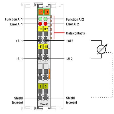WAGO 750-483 2 Kanallı Analog Giriş 0-30 VDC Diferansiyel Giriş