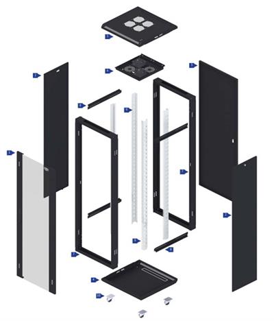 DAPPR428080 42U 800x1950x800 PRO SERİSİ DİKİLİ TİP RACK KABİN