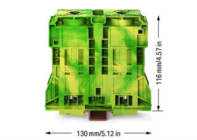 WAGO 285-1187  2 İletkenli Topraklı Klemens 120 Mm² Sadece Dın 35 X 15 Ray İçin 2.3 Mm Kalınlık Bakır-Yeşil-Sarı