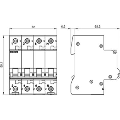 5SL4663-7 4X63A 10KA C Otomat 3 Faz+Nötr