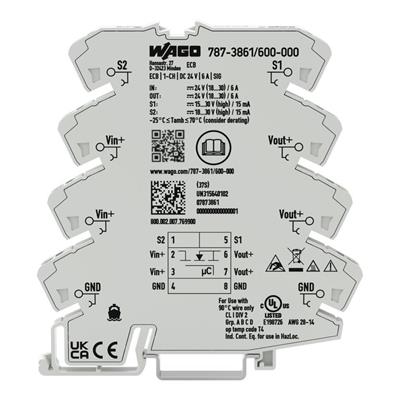 WAGO 787-3861/600-000  Elektronik Devre Kesici 1 Kanallı 24VDC Giriş Gerilimi 6A Sinyal Kontağı