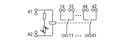 WAGO 2585-548 Röle modülü, Nominal Giriş Gerilimi: 230 VAC; 4 Değişken Kontak; Sarı Durum Göstergesi