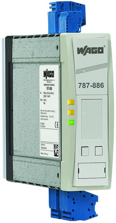 WAGO 787-886 Yedek Modül 2x48VDC Giriş Gerilimi 2x20A Giriş Akımı 48VDC Çıkış Gerilimi 40A Çıkış Akımı İletişim Yeteneği 10.00mm²
