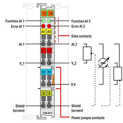 WAGO 750-473/005-000  2 Kanallı Analog Giriş 4 - 20 mA Tek Uçlu 60Hz