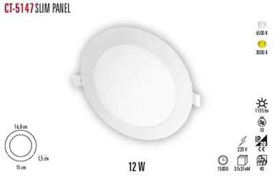 CT-5147B 12W 6500K METAL KASA ECO PANEL LED BEYAZ