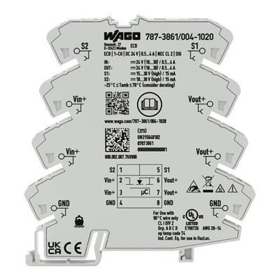 WAGO 787-3861/004-1020  Elektronik Devre Kesici 1 Kanallı 24VDC Giriş Gerilimi Ayarlanabilir 0.5 - 4A NEC Sınıf 2 Sinyal Kontağı