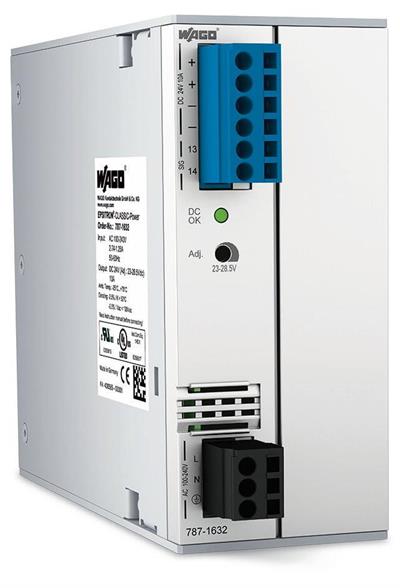 WAGO 787-1632  Anahtarlamalı Mod Güç Kaynağı Klasik 1 Fazlı 24VDC Çıkış Gerilimi 10A Çıkış Akımı TopBoost DC OK Kontak