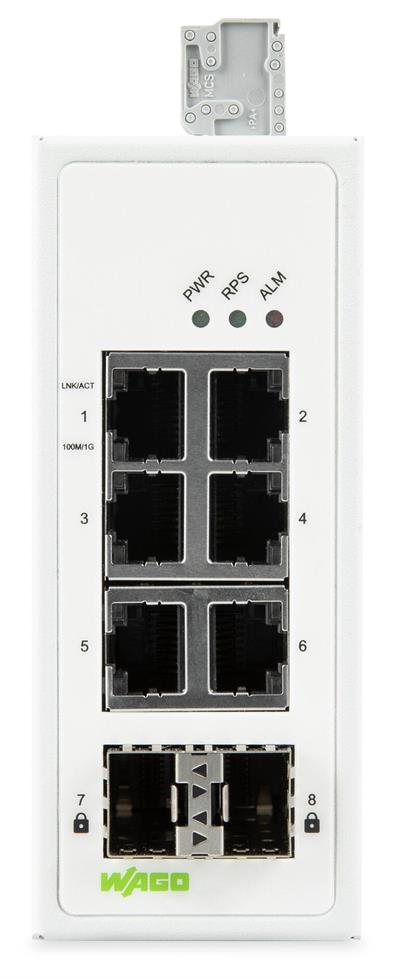WAGO 852-1328  Endüstriyel Yönetilebilir Switch 6-Port 1000BASE-T 2-Slot 1000Base-SX/LX MAC Security