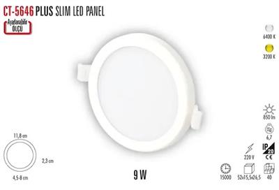 CT-5646 PLUS 9W 6400K SLİM LED PANEL SPOT