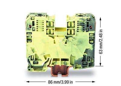 WAGO 285-131 2 İletkenli Geçiş Klemensi 35 Mm² Sadece Dın 35 X 15 Ray İçin Power Cage Clamp Koyu Gri-Sarı