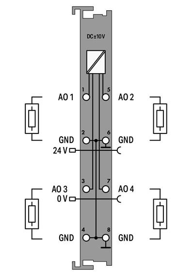 WAGO 750-557/040-000   4 Kanallı Analog Çıkış ±10 VDC Aşırı