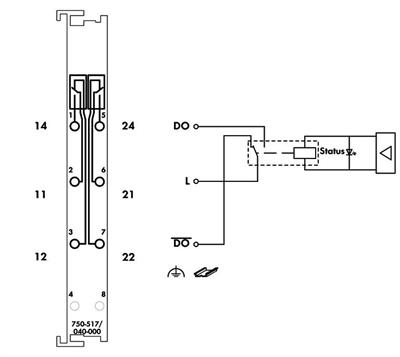 WAGO 750-517/040-000   2 Kanallı Röle Çıkışı 250 VAC 1A 2 Değişken Kontak Aşırı