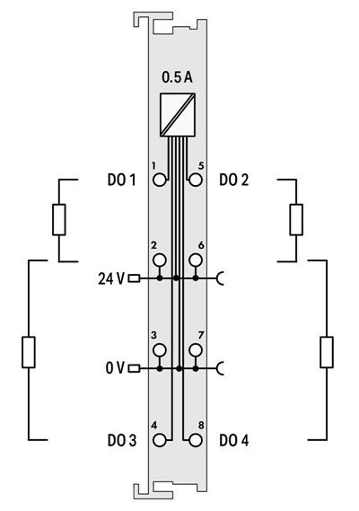 WAGO 750-516   4 Kanallı Dijital Çıkış 24 VDC 0.5A Düşen Kenar Anahtarlama