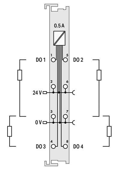 WAGO 753-504   4 Kanallı Dijital Çıkış 24 VDC 0.5A
