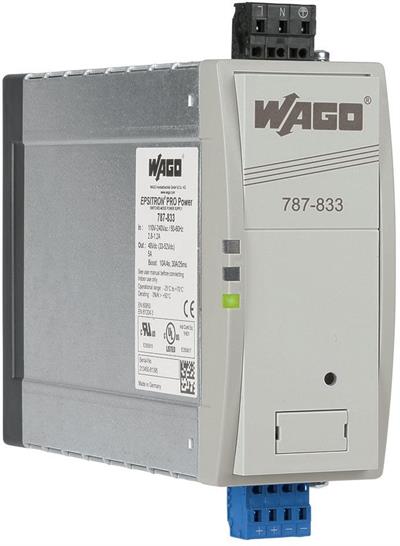 WAGO 787-833 Anahtarlamalı Mod Güç Kaynağı Pro 1 Fazlı 48VDC Çıkış Gerilimi 5A Çıkış Akımı TopBoost + PowerBoost DC OK Kontak