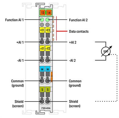 WAGO 750-456 2 Kanallı Analog Giriş ±10 VDC Diferansiyel Giriş