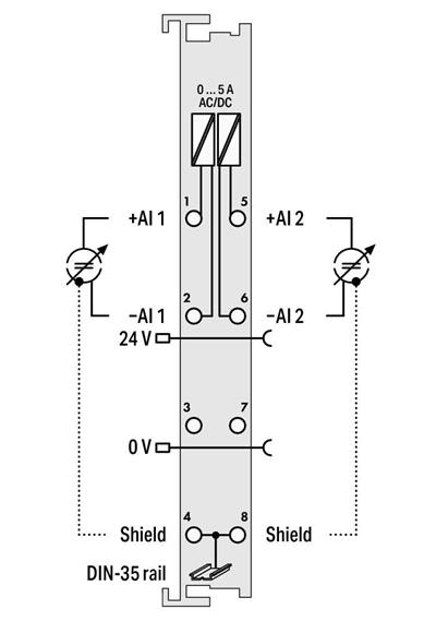 WAGO 750-475/020-000 2 Kanallı Analog Giriş 0 - 5A AC/DC Diferansiyel Giriş