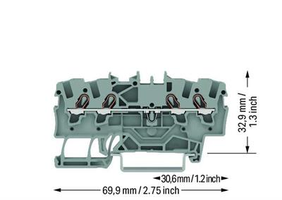 WAGO 2001-1401 4 İletkenli Geçiş Klemensi; 1,5 mm²; Ex e II Uygulamaları İçin Uygun; Yana ve Ortaya Etiketleme, Push-in CAGE CLAMP®; 1,50 mm²; Gri