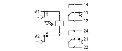 WAGO 788-616   Röle Modülü Nominal Giriş Gerilimi 230VAC 2 Değişken Kontak Sınırlayıcı Sürekli Akım 8A Altın Kontaklı Kırmızı Durum Göstergesi Modül Genişliği 15mm 2.50mm² Gri