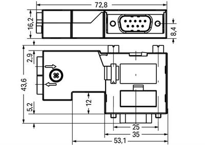 WAGO 750-971 Fieldbus Konnektörü PROFIBUS D-sub Erkek Konnektörlü 9 Kutuplu