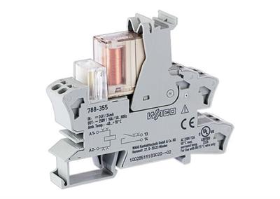 WAGO 788-355   Röle Modülü Nominal Giriş Gerilimi 24VDC 1 Normalde Açık Kontak Sınırlayıcı Sürekli Akım 16A Lamba Yükleri İçin Kırmızı Durum Göstergesi Modül Genişliği 15mm 2.50mm² Gri