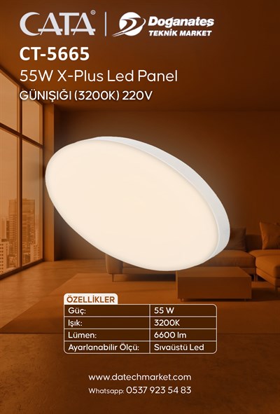 CT-5665 X-PLUS 55W GÜNIŞIĞI SIVAÜSTÜ LED ARMATÜR (3200K)