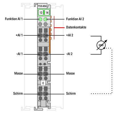 WAGO 753-456   2 Kanallı Analog Giriş ±10 VDC Diferansiyel Giriş