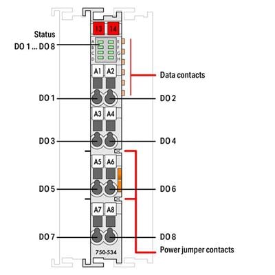 WAGO 750-534   8 Kanallı Dijital Çıkış 12 VDC 1A