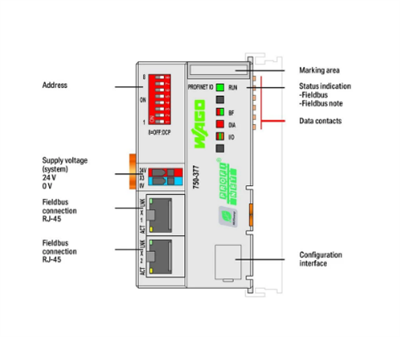 Wago 750-377 Fieldbus Kuplörü PROFINET IO; 3. nesil; ECO Gelişmiş