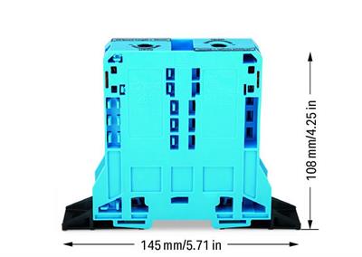 WAGO 285-184 2 İletkenli Geçiş Klemensi 95 Mm² Sabitleme Flanşlı Power Cage Clamp® Mavi