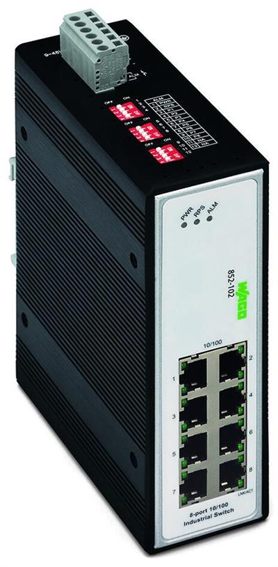 WAGO 852-102  Endüstriyel Switch 8-port 100Base-TX Siyah