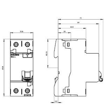5SV4312-0 2X25A 30mA Tip AC Kaçak Akım Koruma Rölesi