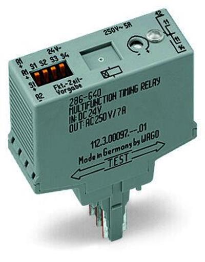 WAGO 286-640/004-000   Zaman Gecikmeli Röle Modülü Nominal Giriş Gerilimi 24VDC Sınırlayıcı Sürekli Akım 5A Demiryolu Çok Fonksiyonlu Kırmızı Durum Göstergesi Modül Genişliği 20mm Gri