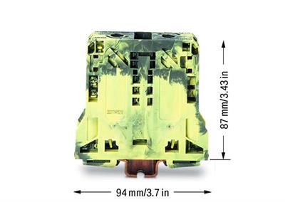 WAGO 285-151 2 İletkenli Geçiş Klemensi 50 Mm² Sadece Dın 35 X 15 Ray İçin Koyu Gri-Sarı